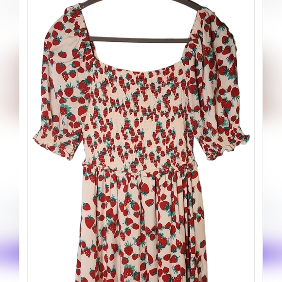 Betsey Johnson Strawberry Field Prairie Lined Maxi Dress Women Small Cottagecore - Picture 4 of 12